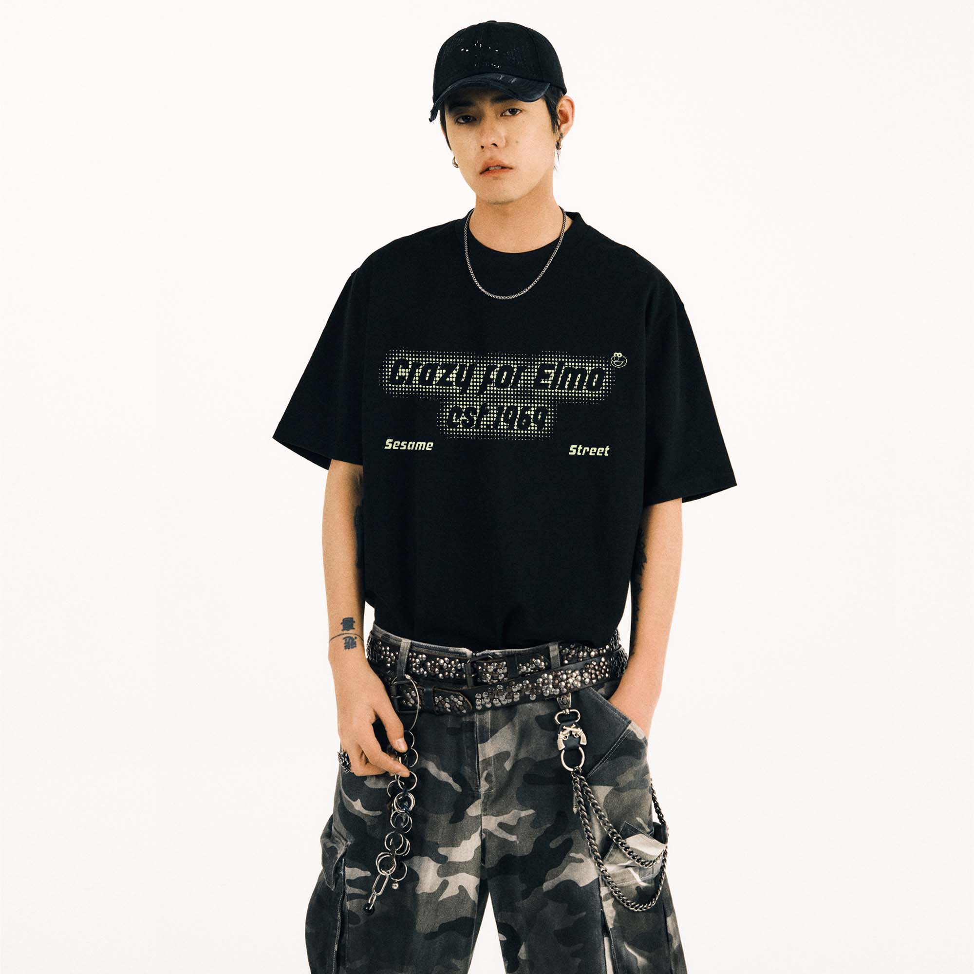 芝麻街Sesame Street/芝麻街夏季卡通动漫简约短袖男女T恤上衣 - 图3