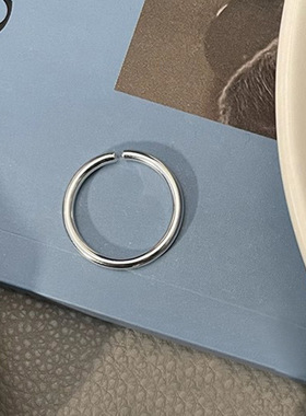 通体s925纯银实心素圈戒指女ins极简风个性百搭重工质感开口指环