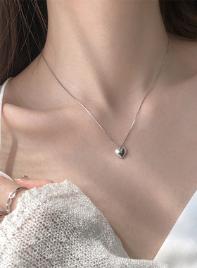 s925纯银花边爱心项链女ins轻奢小众设计甜美气质简约心形锁骨链