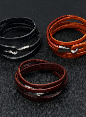 欧美时尚wish跨境爆款饰品复古多层潮流牛皮手链简约学生配饰