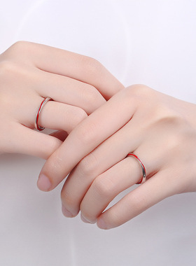 新概念s925银红线莫比乌斯环情侣戒指男女一对小众设计对戒送女友