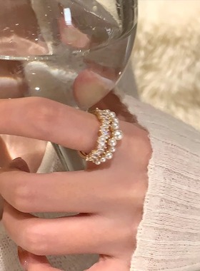 星河璀璨~满天星珍珠双层开口戒高级轻奢小众戒指时尚指环食指戒