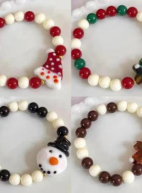 圣诞来啦~卡通可爱圣诞树姜饼人串珠手链小众高颜值氛围感百搭手