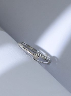 s925纯银鲁伯特之泪戒指女ins小众设计轻奢简约磨砂素圈开口指环