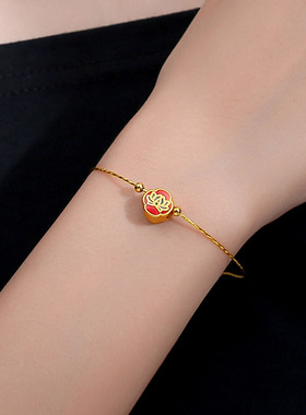 s925纯银串珠万能手镯女DIY针式硅胶可调节手链穿心路路通手饰品