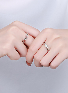 s925纯银交织爱情侣对戒ins青丝绕简约轻奢小众设计男女一对戒指