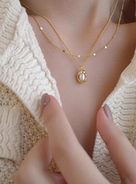 s925纯银珍珠豌豆项链韩系博主INS风时髦简约小众设计豆豆锁骨链