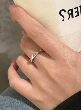 冷淡风戒指女高级感开口可调节食指戒小众设计时尚百搭甜苦风指戒