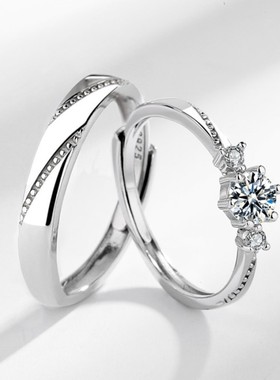 s925纯银一见钟情情侣对戒男女新款ins小众高级感戒指 情人节礼物