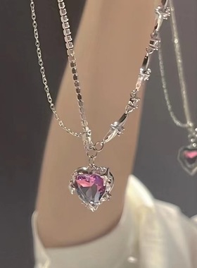 双层钛钢项链女ins冷淡风百搭小众设计感嘻哈潮流简约锁骨链饰品