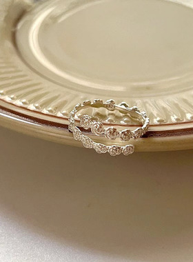 s925纯银玫瑰花戒指女ins法式浪漫设计甜美气质满圈花朵开口戒指