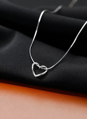 s925纯银镂空爱心项链女冷淡风ins轻奢小众高级感心形辣妹锁骨链