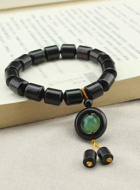 厂家直销创意黑檀木跑环手串个性桶珠男女情侣手链复古国风手饰品