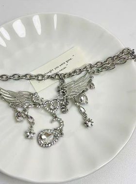 水滴天使翅膀项链女甜酷辣妹风轻奢高级流苏配饰时尚气质百搭项饰