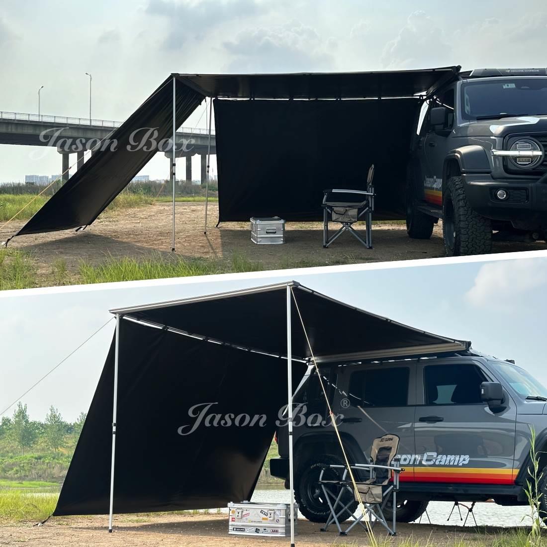 简森户外黑胶车边帐天幕帐篷侧帐越野遮阳棚露营房车载防雨晒硬壳 - 图2