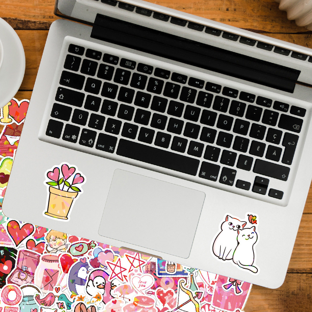 460枚个性潮玩全息镭射闪光情人节爱情涂鸦贴纸笔记本电脑平板吉他手机后壳diy礼物装饰婚礼保温水杯贴画防水