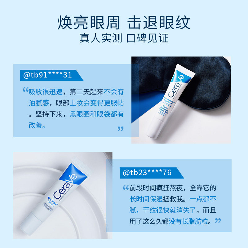 【海外店】CeraVe适乐肤补水保湿烟酰胺黑眼圈细纹修护眼霜敏感肌