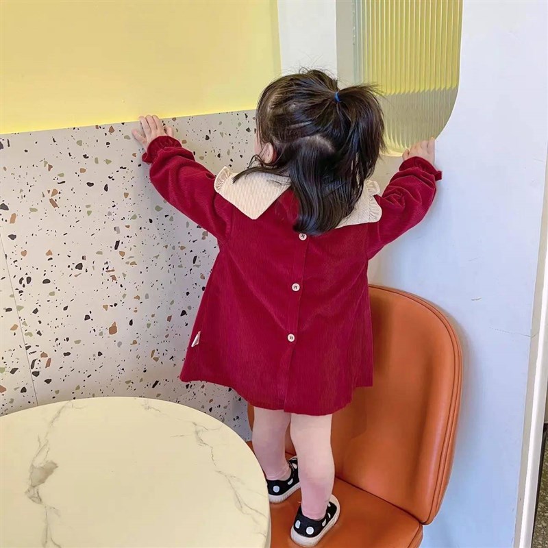 Baby girl's smock winter western-style outer wear waterproof little princess children's anti-dirty inverted gown bib spring and autumn