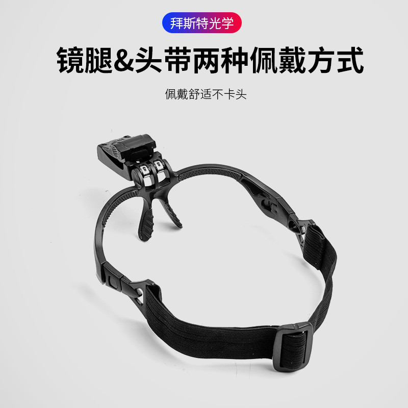 拜斯特头戴式放大镜高清维修用带灯老人阅读拔倒眼毛美睫挑刺家用 - 图2
