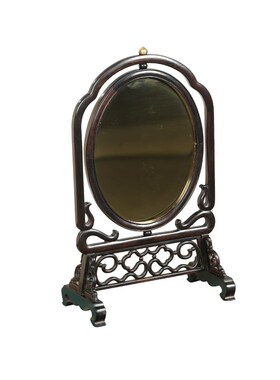 紫光檀铜镜新f中式台式桌面仿古美妆镜创意复古艺术平面镜收藏送