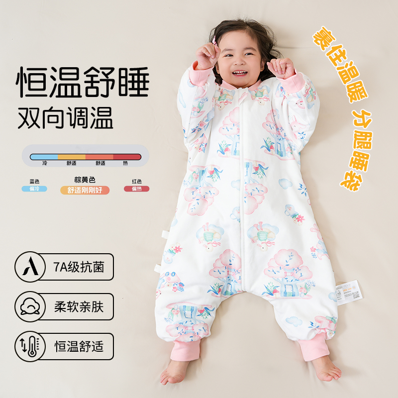 A类童男童女纯棉抗菌睡袋婴幼儿防踢被中厚春秋防寒夹棉恒温睡袋