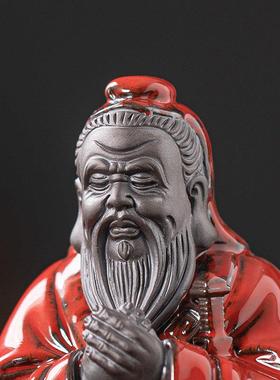 中式陶瓷工艺品历史人物孔子孔圣人摆件万世师表书房博古架装饰品