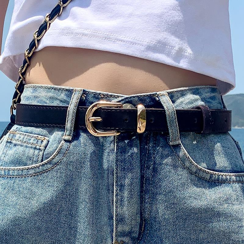 网红.Fashion Thin Snake Belt For Women White Red Ladies Jean-图0