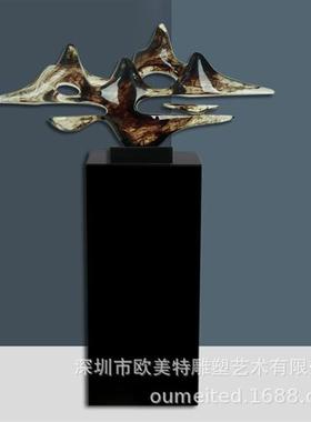 厂家尺寸可定制蒙古黑雕塑摆台样板房酒店大堂长方形圆柱大理石