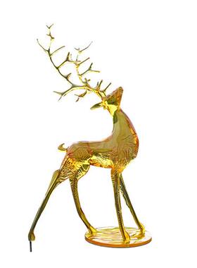 酒店大堂售楼处落地大摆件抽象动物透明树脂梅花鹿雕塑装饰品定制