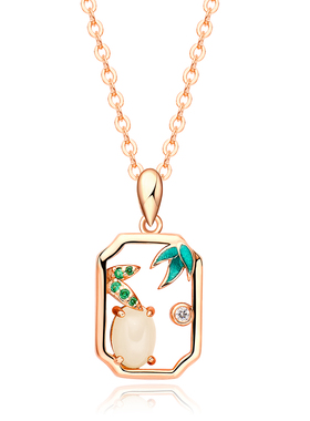 S925银和田玉夏竹四季吉运项链