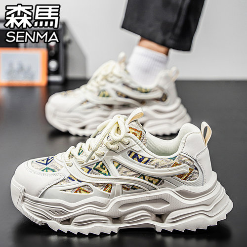 森马男鞋冬季高级感运动休闲潮牌百搭跑步厚底增高网红爆款老爹鞋 - 图3