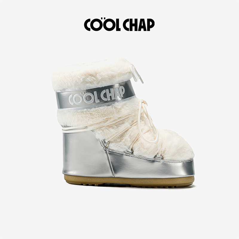 COOLCHAP2024秋冬新款中筒厚底户外雪地靴女时尚增高加绒靴子