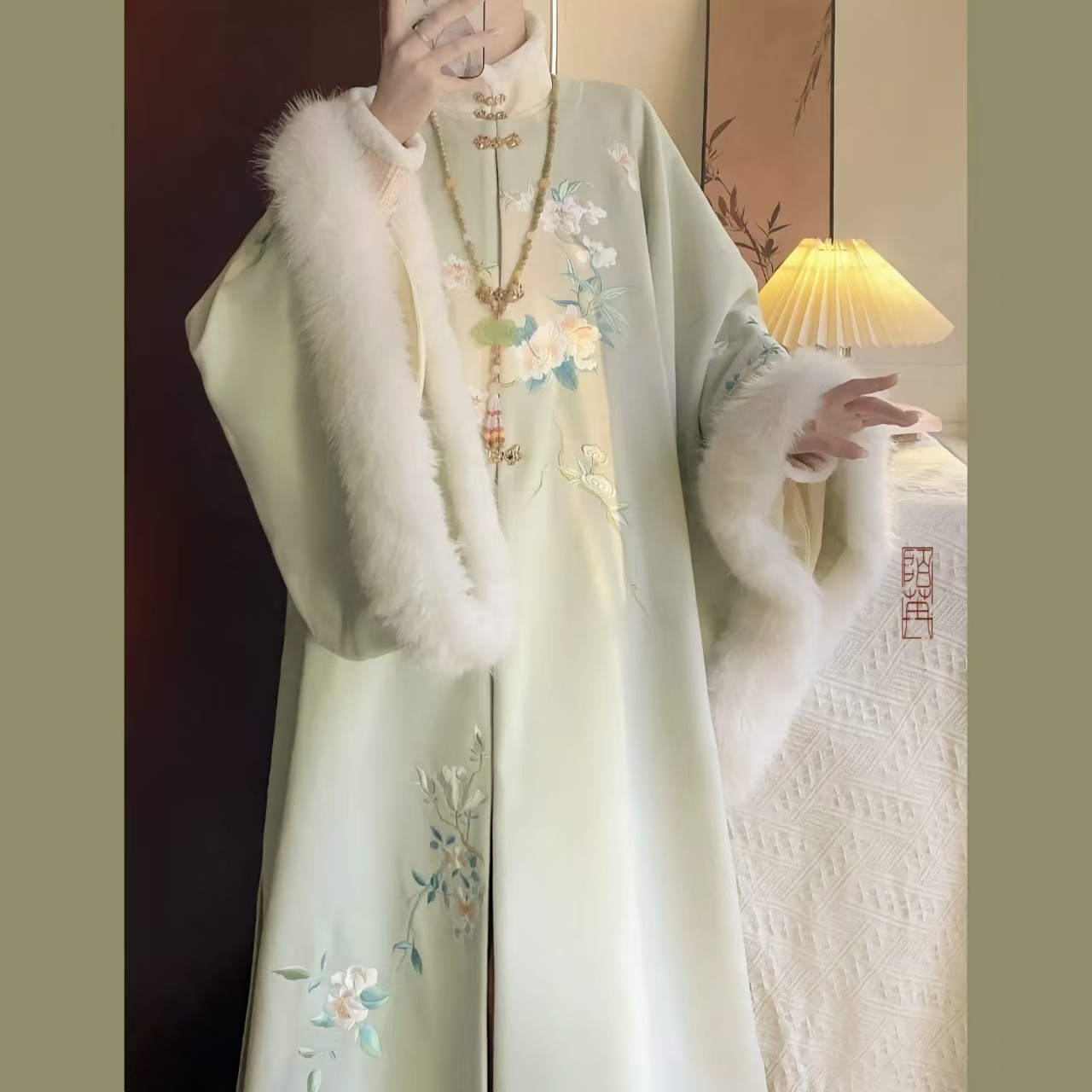 原创汉服女【钟灵记-镜花水月】明制加绒对襟长袄马面裙冬季套装,淘宝优惠券,粉丝福利购,淘宝优惠卷