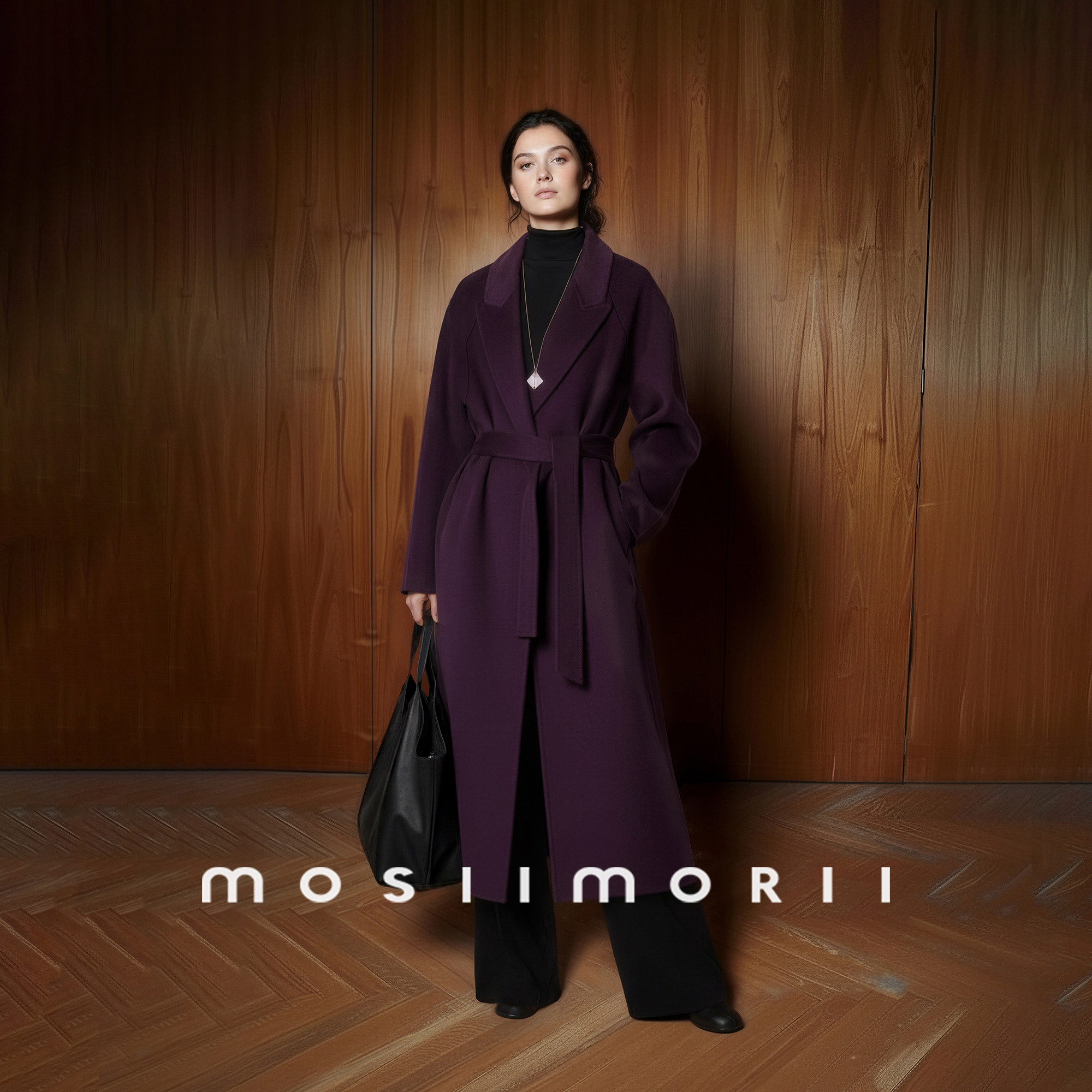 MOSIIMORII【雪松林语】冬季轻奢大衣女2026年新款双面呢羊毛外套 轻双实拍商品图