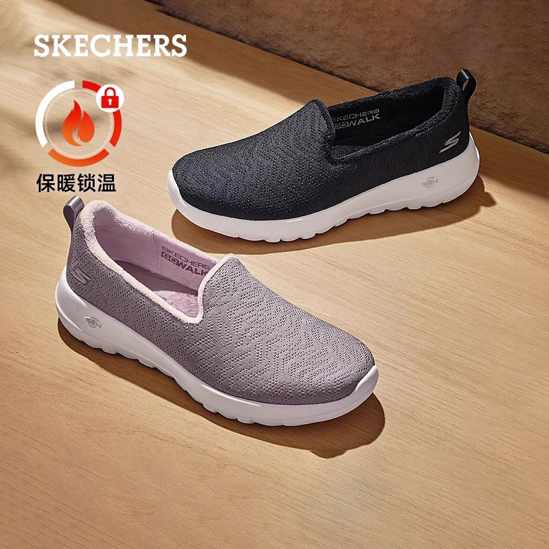 Skechers斯凯奇秋冬季女一脚蹬休闲鞋中老年加绒加厚妈妈健步鞋女
