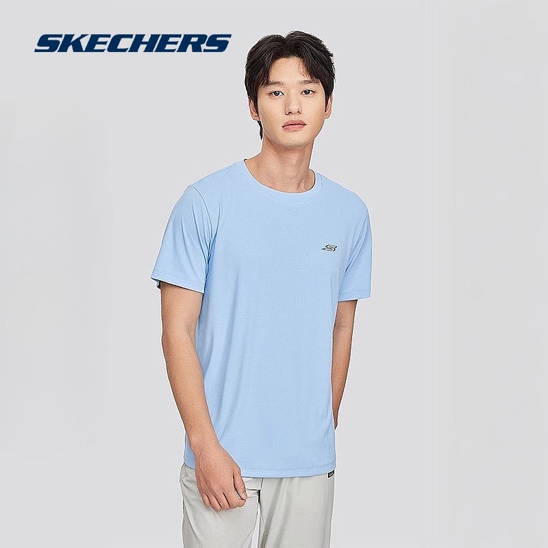 Skechers斯凯奇正品新款男子速干短袖透气运动T恤舒适简约半袖男
