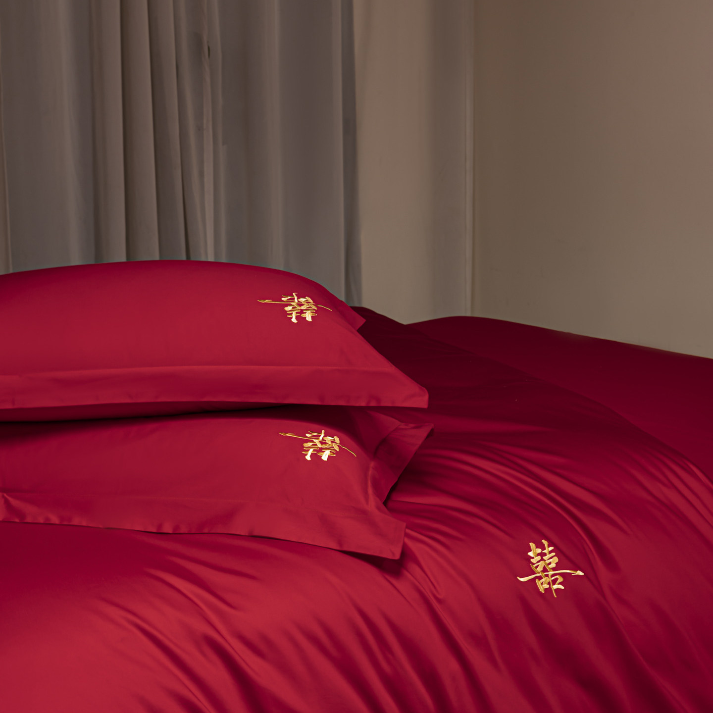 高端100支纯棉结婚四件套大红色婚房床单被套长绒棉纯棉床上用品4,淘宝优惠券,粉丝福利购,淘宝优惠卷