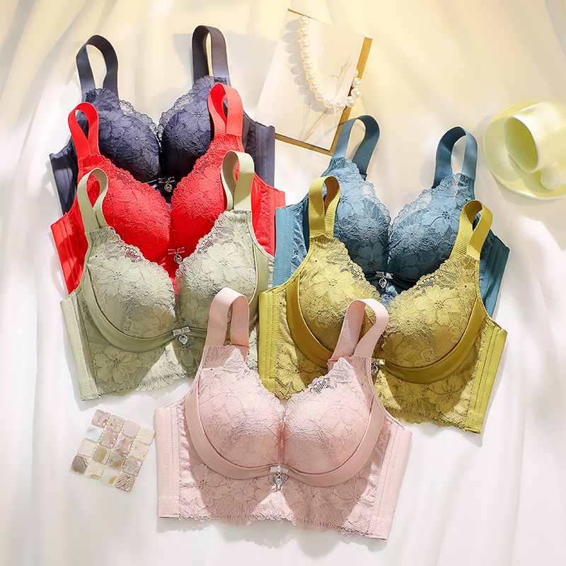 婷美院线款调整型内衣女小胸聚拢上托收副乳防下垂无痕蕾丝文胸罩