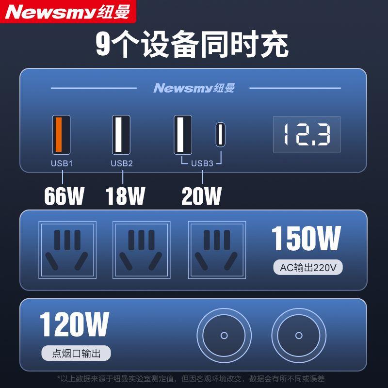 纽曼车载充电器快充点烟器转换插头逆变转换器12V24V转220大功率 - 图2