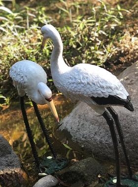 花园庭院彷真树脂仙鹤造景摆设户外假山鱼池装饰动物景观白鹭摆件
