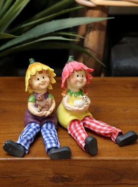 极速可爱a情侣田园吊脚娃娃树脂隔板阳台花园酒柜玄关厨房送礼装