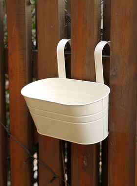 极速彩色田园风铁艺壁挂花盆底部带排水孔花园阳台庭X院栏杆挂饰