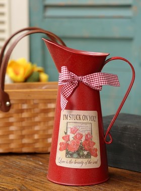 极速美式复古铁皮桶花桶创意迷你小铁桶花盆桶铁艺手提.彩纸装饰