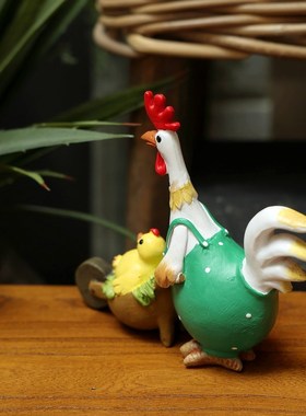 极速可爱卡d通乡村田园风卡哇伊推小鸡的绿背心鸡妈妈花园桌面装