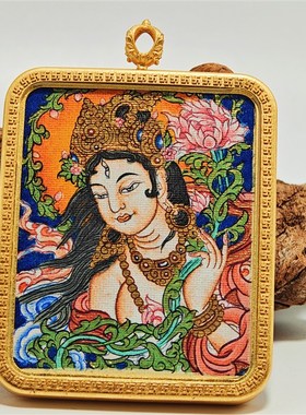 极速西藏青海f热贡纯手绘扎基拉姆黄黑财神绿度母药师大黑天佛牌