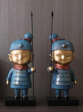 小士兵马俑摆件家居酒柜乔迁礼品开业招财创意电视柜玄关柜装饰品