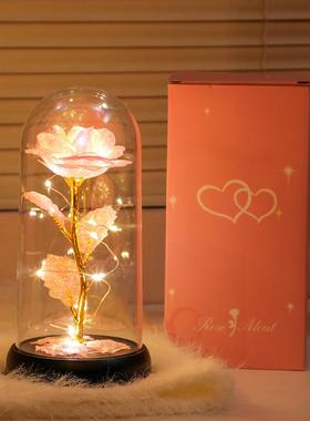 永生花束玫瑰小夜灯摆件卧室装饰生日礼物送女友女孩儿童实用新年