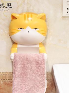 卡通猫咪创意卫生间纸巾盒壁挂式家居装饰厕所卷纸架纸巾架卷纸盒