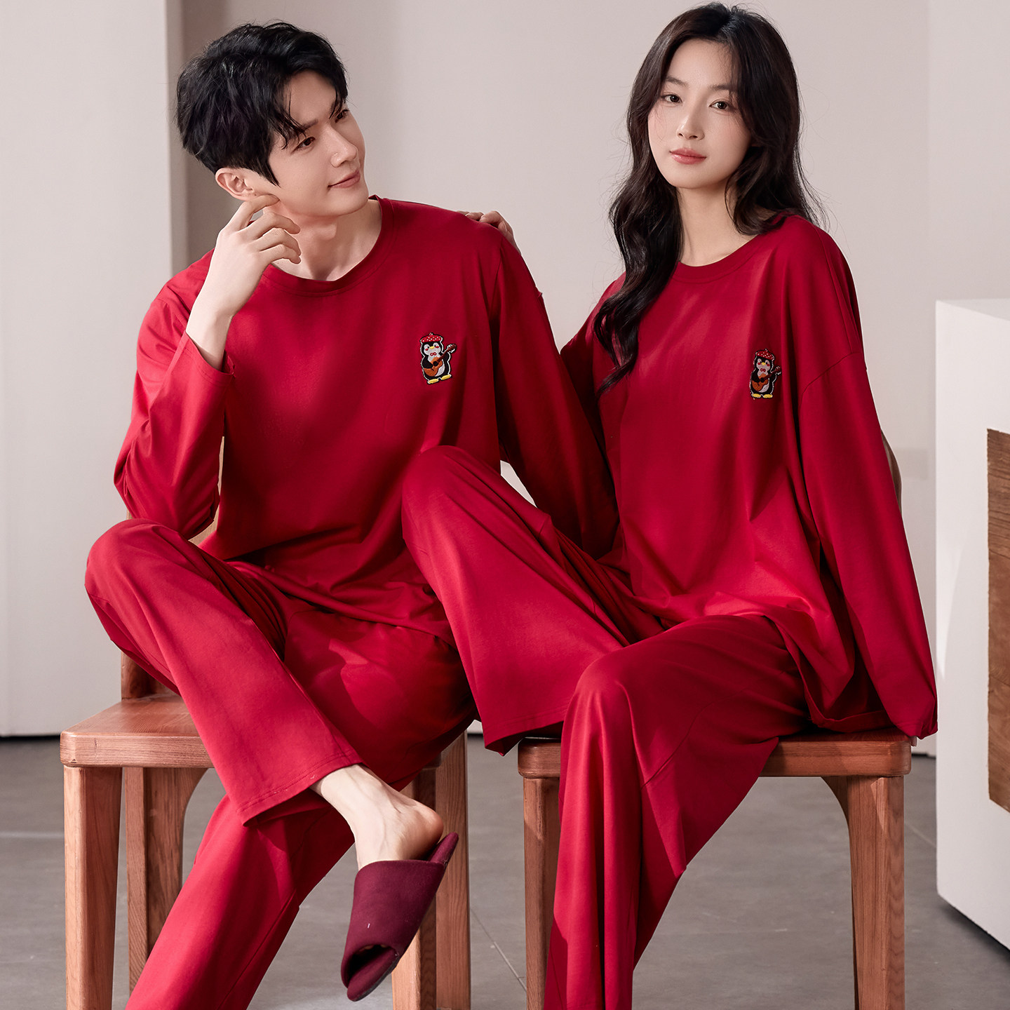 都市丽人纯棉红色睡衣情侣结婚新婚本命年家居服套装男女2026新款,淘宝优惠券,粉丝福利购,淘宝优惠卷