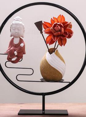 厂家l新中式客厅装饰插品创意视简约办公室摆酒柜配电柜家居摆饰